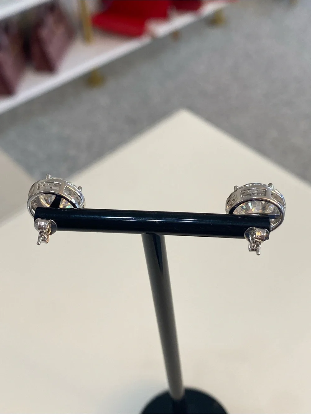 Sterling Silver 10.00mm 4.0ct moissanite earrings GRA CERTIFIED